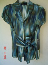 New Jones New York Green Silk Blouse Size 10 P Petite $99 - £27.52 GBP