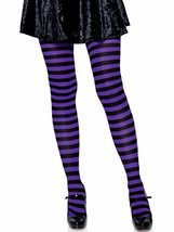Leg Avenue Women&#39;s Nylon Striped Tights, Black/Purple, 1X - £12.82 GBP