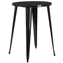 Modern 30-inch Outdoor Round Metal Cafe Bar Patio Table in Black - £136.12 GBP