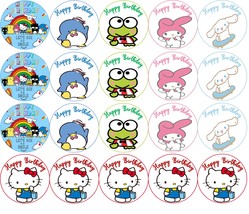 Sugar paper (Hello Kitty and friends) 20 images 1.81&quot;  round. - £7.90 GBP