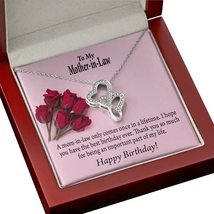 Express Your Love Gifts Mother-in-Law I&#39;m so Lucky Double Hearts Necklace Messag - £52.18 GBP
