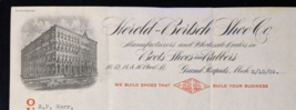 Antique 1909 HEROLD-BERTSCH SHOE Co. Letterhead ~ Grand Rapids, MI ~ Boo... - £25.77 GBP