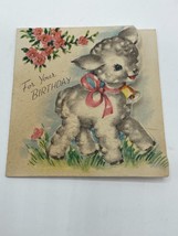 Vintage Embossed The DA Line Birthday Card Dated 1950 Postcard Rare Lamb - $4.74