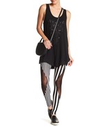 NEW TOV HOLY Striped Black &amp; White Mesh Insert Leggings S M L MSRP $60 - $24.99