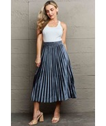 Ninexis Cloudy Blue Accordion Pleated Flowy Midi Skirt - £22.98 GBP