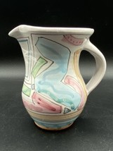 Vivian Jehn Redware Pottery 5” Pitcher Mackenzie Childs Style Pastel Colors - $29.69