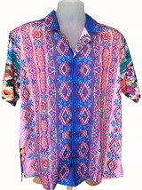 Raga Man bright bold colorful short sleeve button down designer shirt NE... - £68.46 GBP