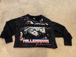 Star Wars Millenium Falcon Crop Cropped Sweater Tie Accent Size Medium Oversized - £9.53 GBP