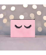 Pink Canvas with Black Eyelashes Cosmetic Makeup Bag, a Versatile Travel... - £5.98 GBP