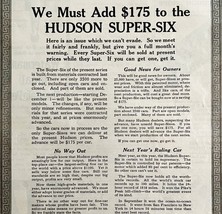1916 Hudson Super Six Automobilia Advertisement Motor Car 9.5 x 7&quot; LGADYC3 - $395.73 MXN