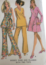McCalls Sewing Pattern 9669 Vintage 1960s Robe and Pajamas with Two Tops Uncut - £12.65 GBP