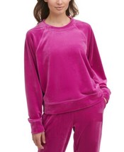 DKNY Womens Velour Crewneck Sweatshirt Size X-Small Color Wild Aster - $60.00