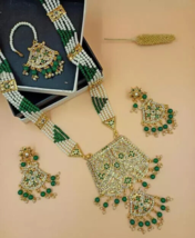 Indian Joharibazar Gold Plated Kundan Necklace Rani Haar Earrings Jewelry Set d - £23.89 GBP