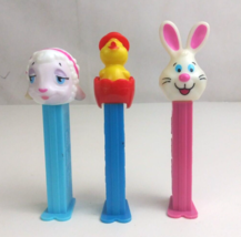 Lot of 3 Easter Pez Dispensers White Bunny, White Lamb, &amp; Chick In Red E... - $8.53