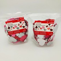 2 Bags Valentine&#39;s Day Foam Heart Stickers Red Pink Sparkle Glitter 3D Silver - £10.39 GBP