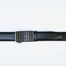 Mens VALENTINI Leather Belt Automatic Adjustable Removable Buckle RT022 Black image 3