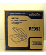 Ecopax U-Vent Hinged Foam Container, RE993, Regal-Plain 3-Compartment 20... - $56.91 CAD