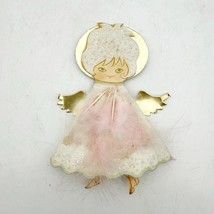 Vtg MID Century Christmas Papercraft ANGEL Girl Feather Glitter Decor Pi... - $24.99