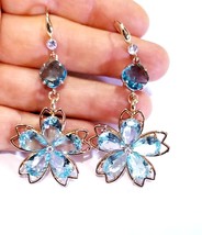 Blue Chandelier Earrings, Gift for Her, Bridesmaid Rhinestone Earrings, ... - £30.11 GBP