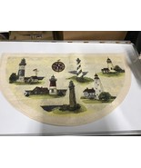 Stevens linen lighthouse 1/2 moon rug mat 29” x 17 1/2” - $446.21 MXN