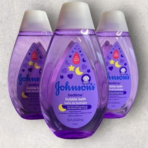 3 x Johnson's Baby Hypoallergenic Bedtime Baby Bubble Bath 13.6 fl oz