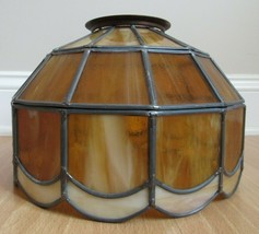 slag glass lamp shade white table swag ceiling leaded VINTAGE nice! - £60.72 GBP