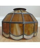 slag glass lamp shade white table swag ceiling leaded VINTAGE nice! - $106.46 CAD