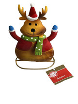 CHRISTMAS HOUSE  7.25” METAL HAPPY REINDEER STAND - $14.93