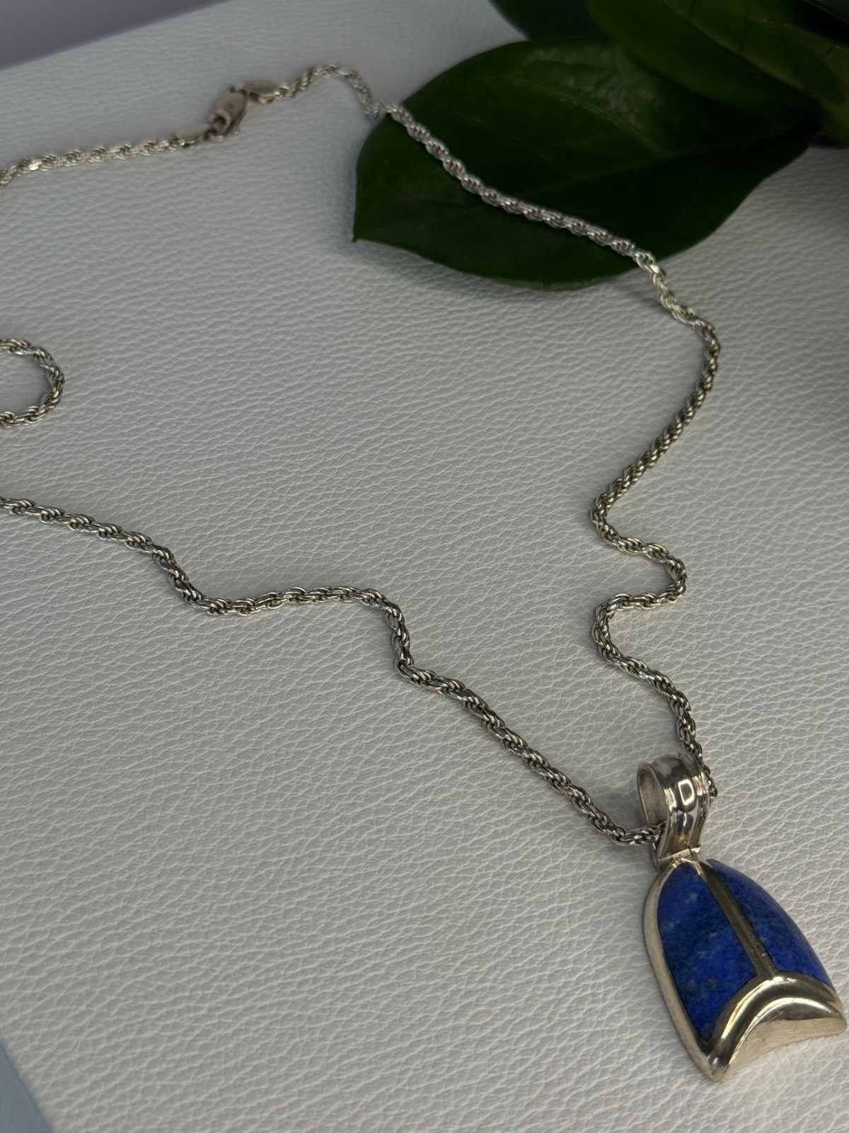 Vintage 925 Sterling Silver Sodalite Necklace Length 20 inch Item image 11