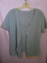 Cardigan Sweater Women’s Green Open Knit TOP XL - $10.00