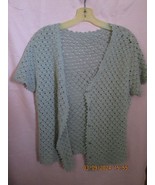 Cardigan Sweater Women’s Green Open Knit TOP XL - $13.65 CAD