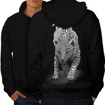 Panther Blue Eyes Animal Sweatshirt Hoody Big Cat Fun Men Hoodie Back - £16.73 GBP