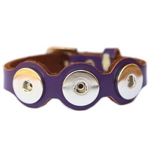 Purple Leather Snap Bracelet with Three Snaps - £3.86 GBP