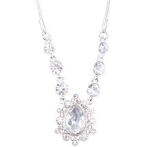 Nine West Silver-Tone Crystal Pendant Necklace  - £9.89 GBP