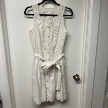 Kate Spade Broome Street White Eyelet Lace Belted Fit Flare Dress Size M... - $54.45