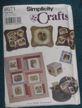Simplicity Crafts Pattern 8671 Memory Quilt, Pillows, Band Box, Cube & Ornament  - $8.95