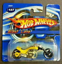 2006 Hot Wheels #137 Blast Lane Yellow Chrome Motorcycle Short Pak HW9 - £3.92 GBP
