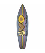 Peace Love Sunshine Novelty Metal Surfboard Sign - £19.94 GBP