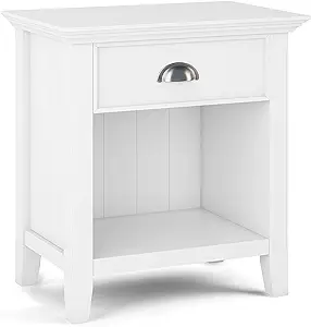 Acadian Solid Wood 24 Inch Wide Rustic Bedside Nightstand Table In White... - £241.19 GBP