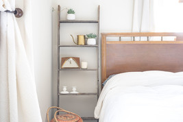 5 Step Rustic Weathered Grey Wood Ladder Shelf - $3,040.91 MXN