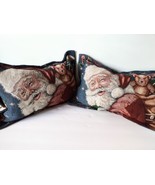 2 Vintage Handmade Santa Claus Tapestry Throw Pillows Christmas Decor Ho... - £20.26 GBP