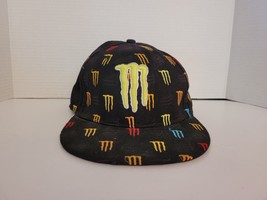 Rare Monster Energy Black Hat with Rainbow Logo Fitted Cap Size 7-1/4&quot; Cap - £27.39 GBP