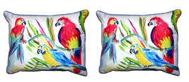 Pair of Betsy Drake Three Parrots Small Pillows 11X 14 - £55.38 GBP