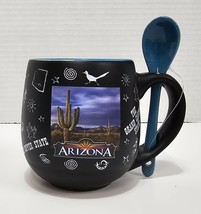NWOT Ceramic Arizona Coffee Mug Cup With Spoon Black The Grand Canyon State - $18.00