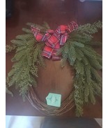 December Home Christmas Wreath With Plaid Bow - £32.34 GBP