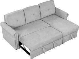 Merax 83&quot; L Shaped Sectional Couch Sleeper Sofa Bed with Storage Chaise Armrests - £940.38 GBP