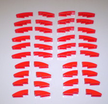 40 Used Lego  3 x 1 &amp; 4 x 1 Red Slope Brick Curved 50950 - 61678 - £7.82 GBP