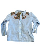 Vintage Sears Roebuck Western Shirt 1970s Snap Buttons Blue Youth M - $329.00 MXN