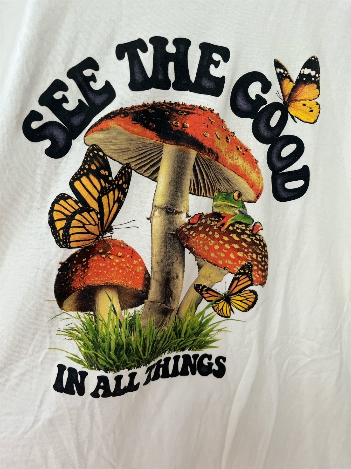 DOM “See The Good In All Things” Graphic T-Shirt Men’s Size XL – Mushrooms & But Item image 2