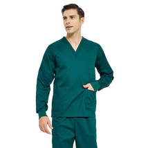 Men Scrub Pet Dental Work Clothes Long-sleeved Top + Pants Set, Size: XXL(Dark G - £14.22 GBP